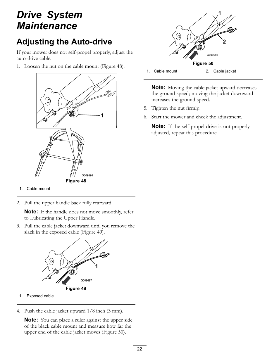 Drive system maintenance, Adjusting the auto-drive | Hayter Mowers Recycling Mower R53S User Manual | Page 22 / 32