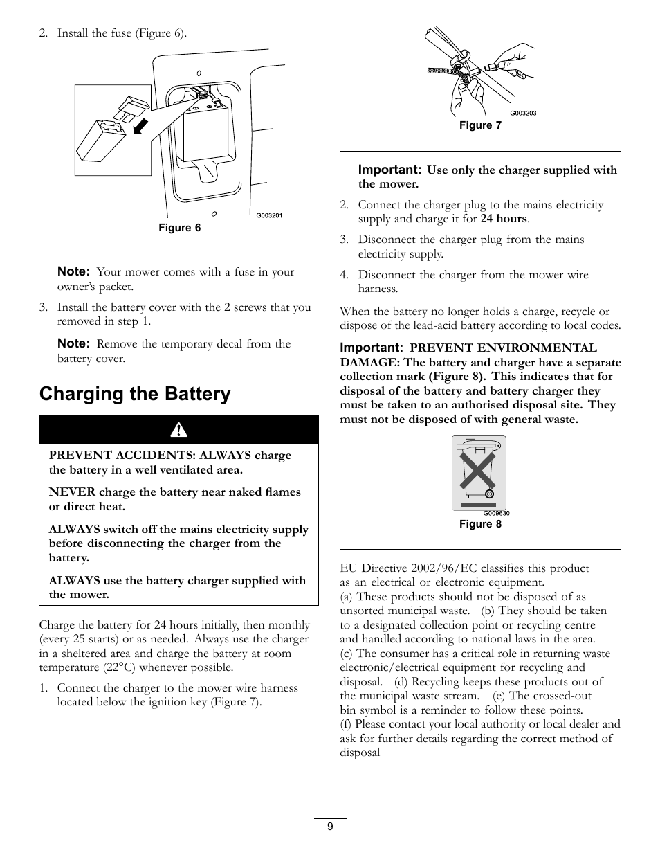 Charging the battery | Hayter Mowers Recycling Mower R53S User Manual | Page 9 / 32