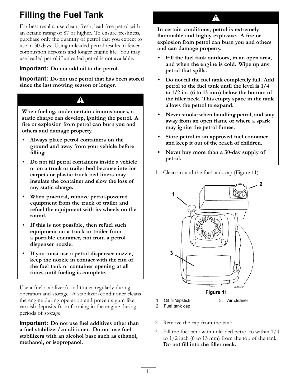 Filling the fuel tank | Hayter Mowers 21in Heavy-Duty Walk-Behind Rotary mower 455E User Manual | Page 11 / 32