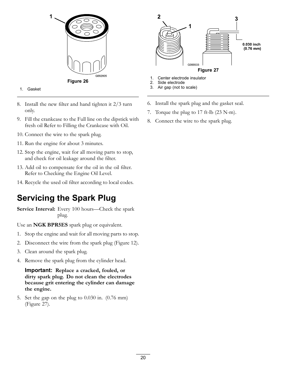 Servicing the spark plug | Hayter Mowers 21in Heavy-Duty Walk-Behind Rotary mower 455E User Manual | Page 20 / 32