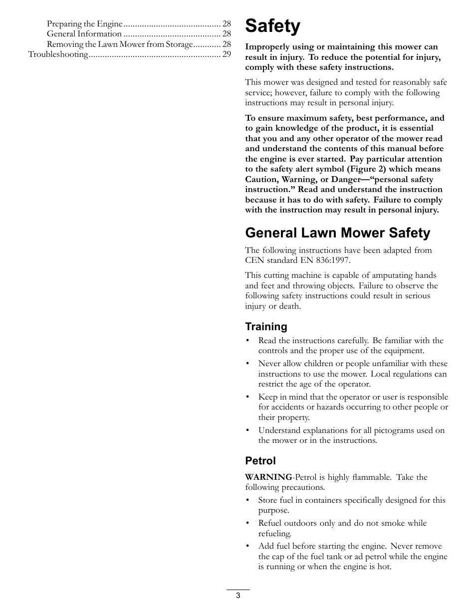 Safety, General lawn mower safety | Hayter Mowers 21in Heavy-Duty Walk-Behind Rotary mower 455E User Manual | Page 3 / 32