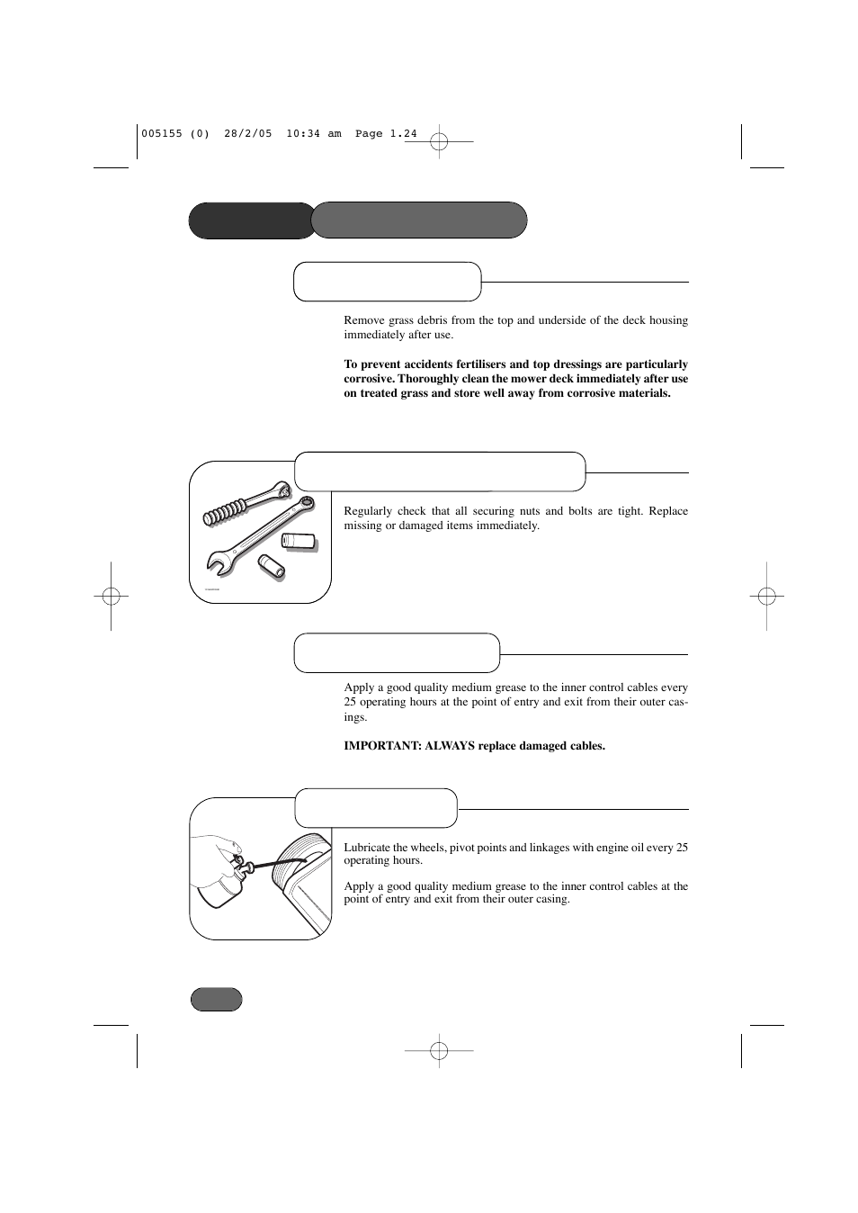 Mower maintenance | Hayter Mowers 005C User Manual | Page 24 / 36