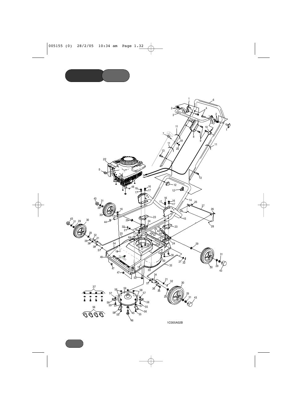 Parts list | Hayter Mowers 005C User Manual | Page 32 / 36