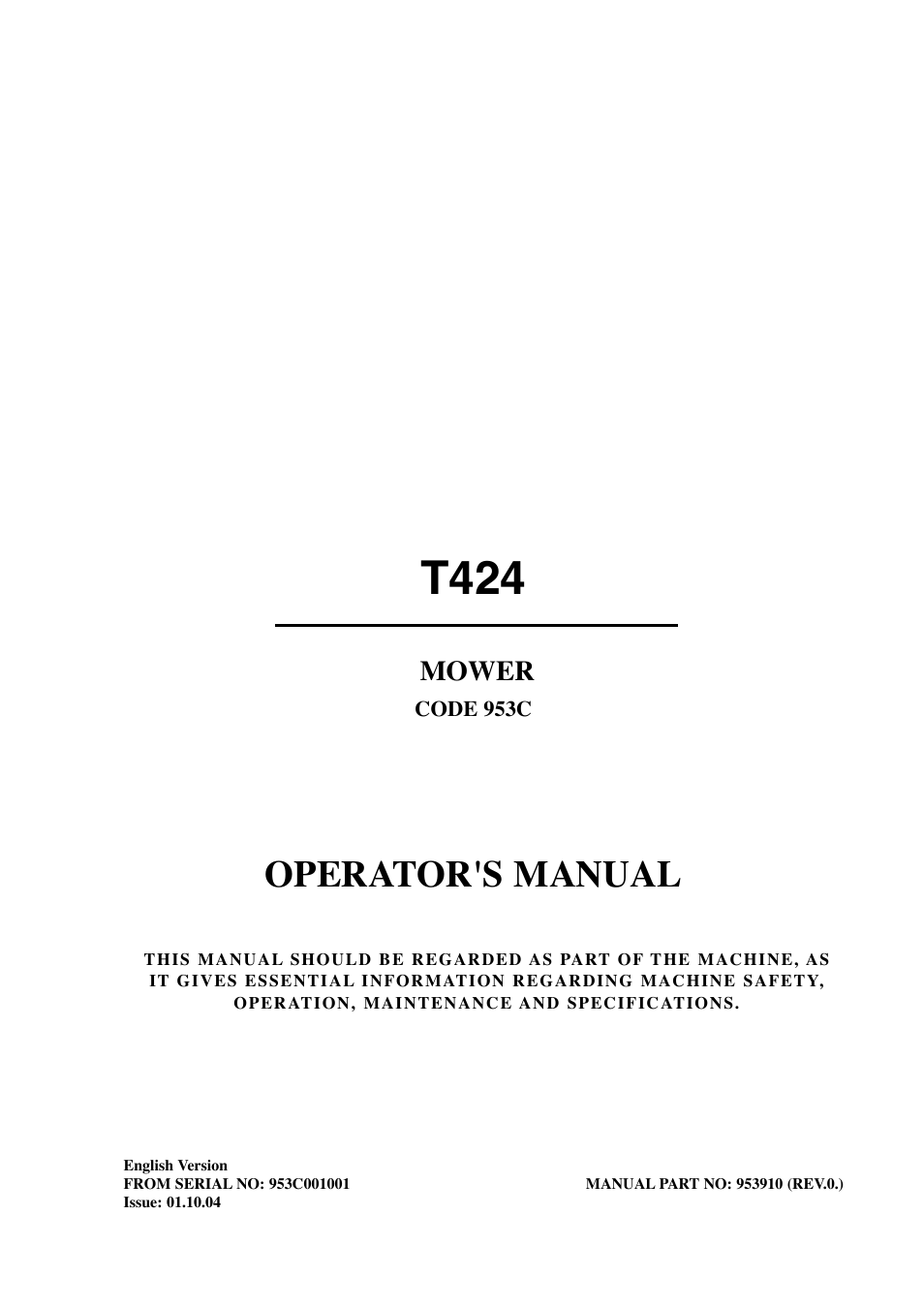 Hayter Mowers T424 User Manual | 86 pages