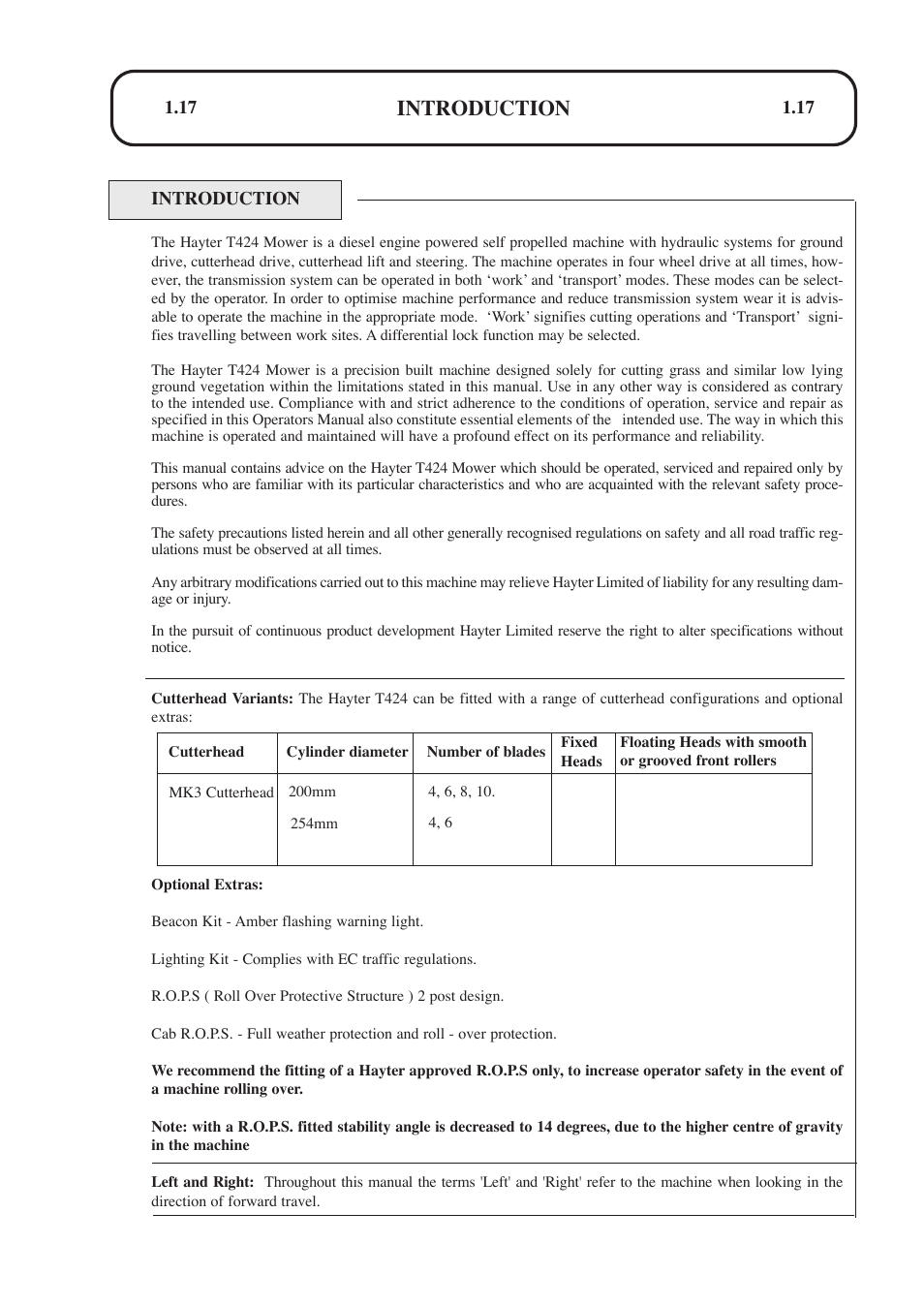 Introduction | Hayter Mowers T424 User Manual | Page 17 / 86