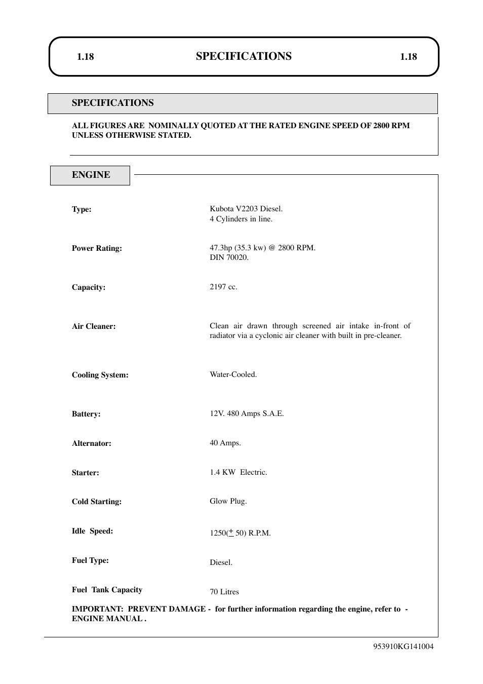 Specifications | Hayter Mowers T424 User Manual | Page 18 / 86