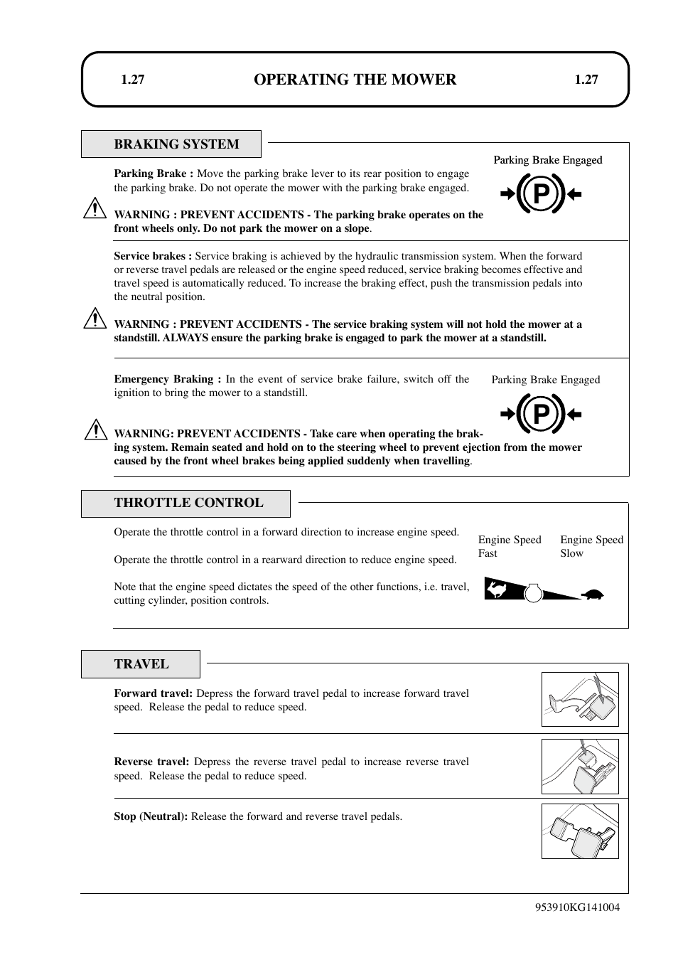 Operating the mower | Hayter Mowers T424 User Manual | Page 27 / 86