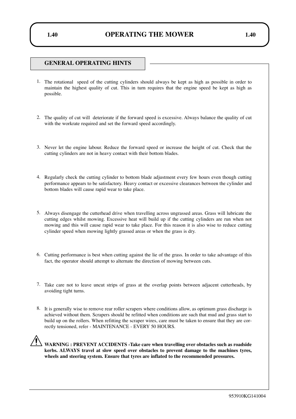 Operating the mower | Hayter Mowers T424 User Manual | Page 40 / 86