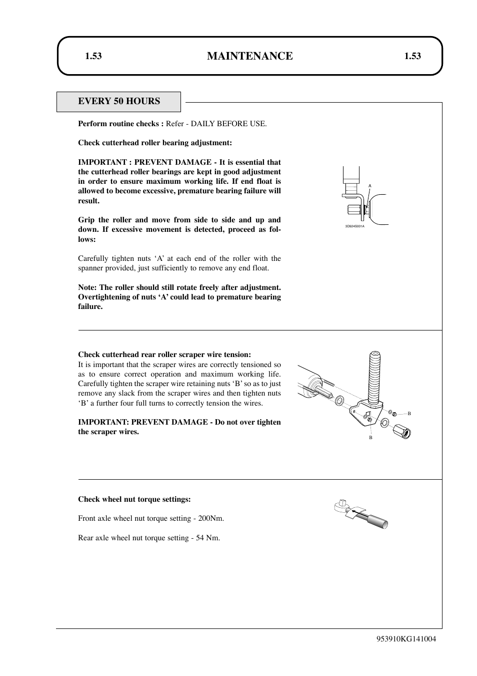 Maintenance, 53 every 50 hours | Hayter Mowers T424 User Manual | Page 53 / 86