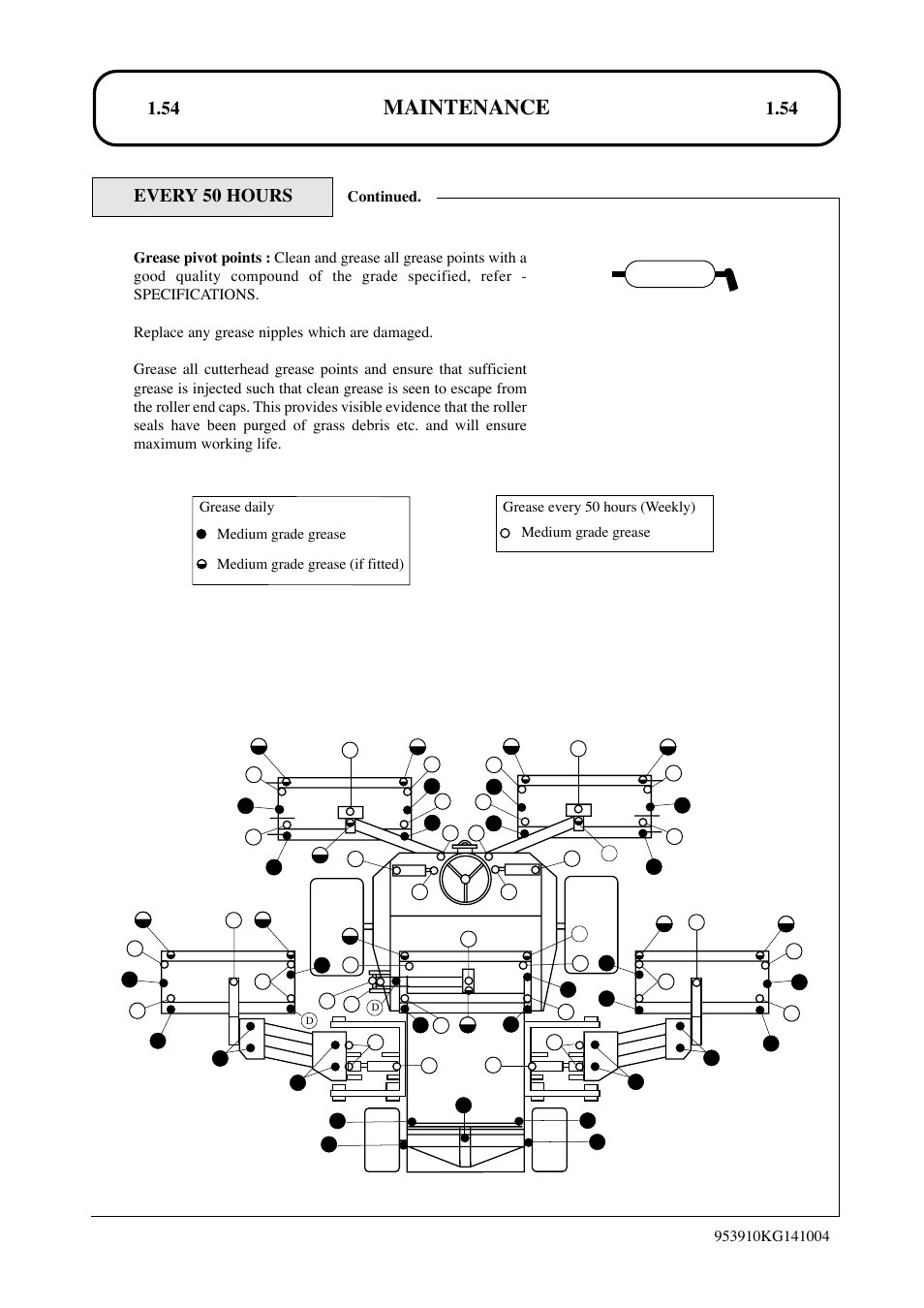 Maintenance, Every 50 hours | Hayter Mowers T424 User Manual | Page 54 / 86