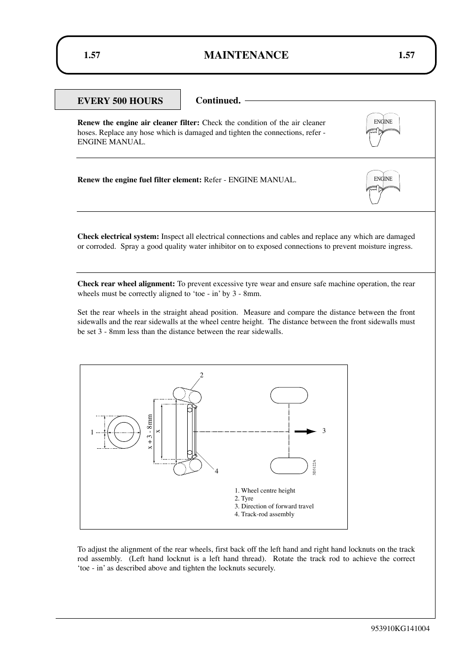 Maintenance, Every 500 hours, Continued | Hayter Mowers T424 User Manual | Page 57 / 86