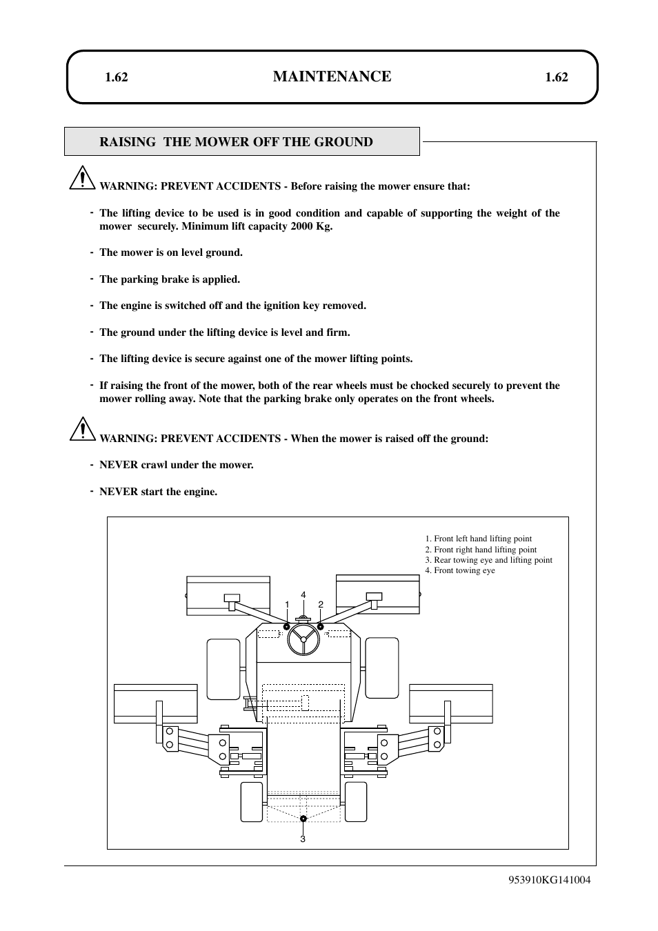 Maintenance | Hayter Mowers T424 User Manual | Page 62 / 86