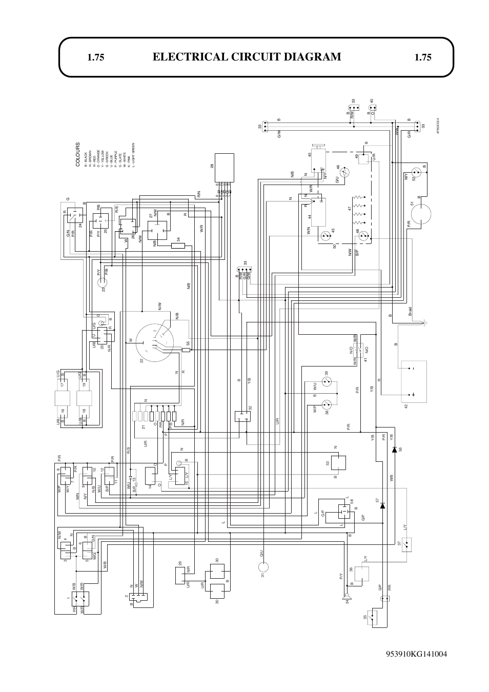 Electrical circuit diagram | Hayter Mowers T424 User Manual | Page 75 / 86