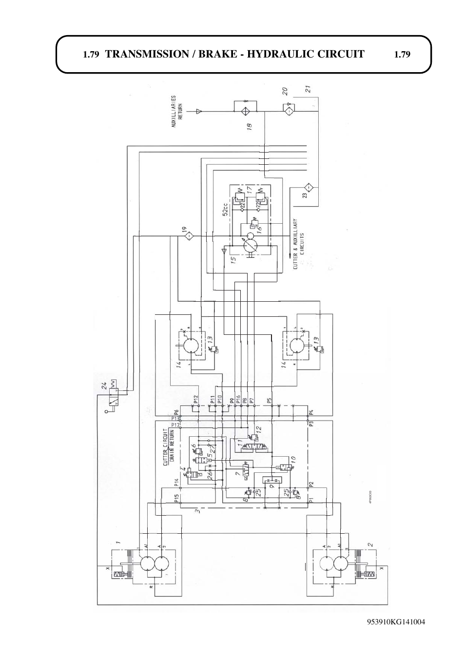 Transmission / brake - hydraulic circuit | Hayter Mowers T424 User Manual | Page 79 / 86