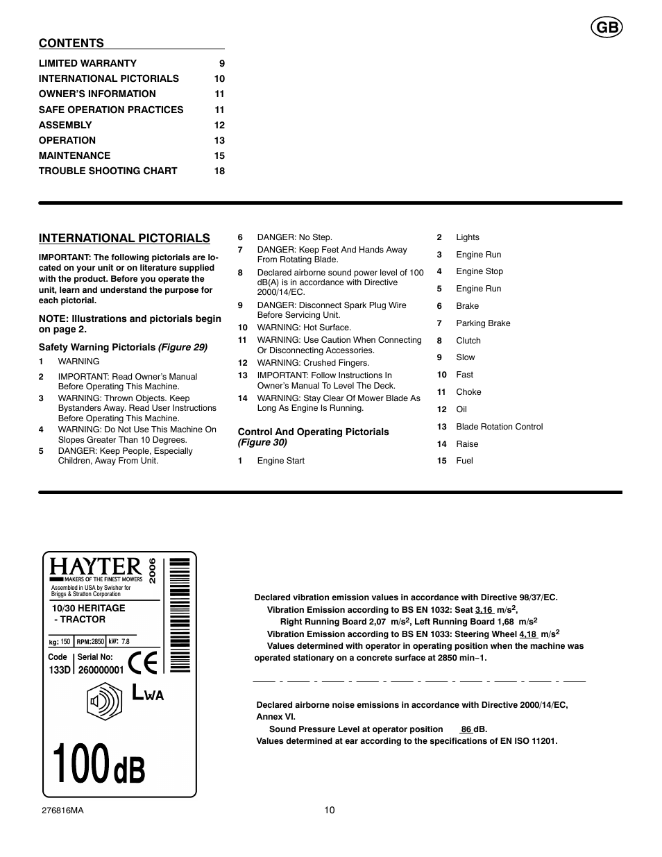 Hayter Mowers M10/30 User Manual | Page 10 / 36