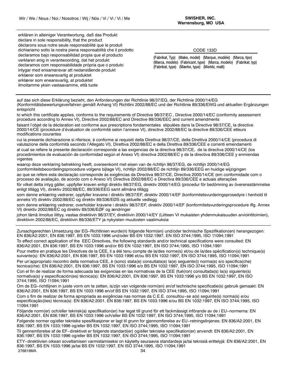 Hayter Mowers M10/30 User Manual | Page 34 / 36