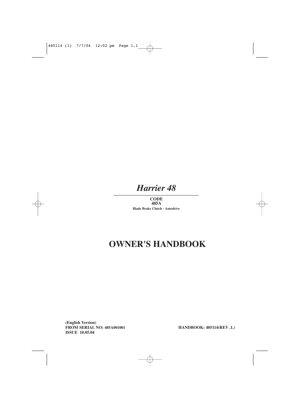 Hayter Mowers harrier 48 485A User Manual | 36 pages