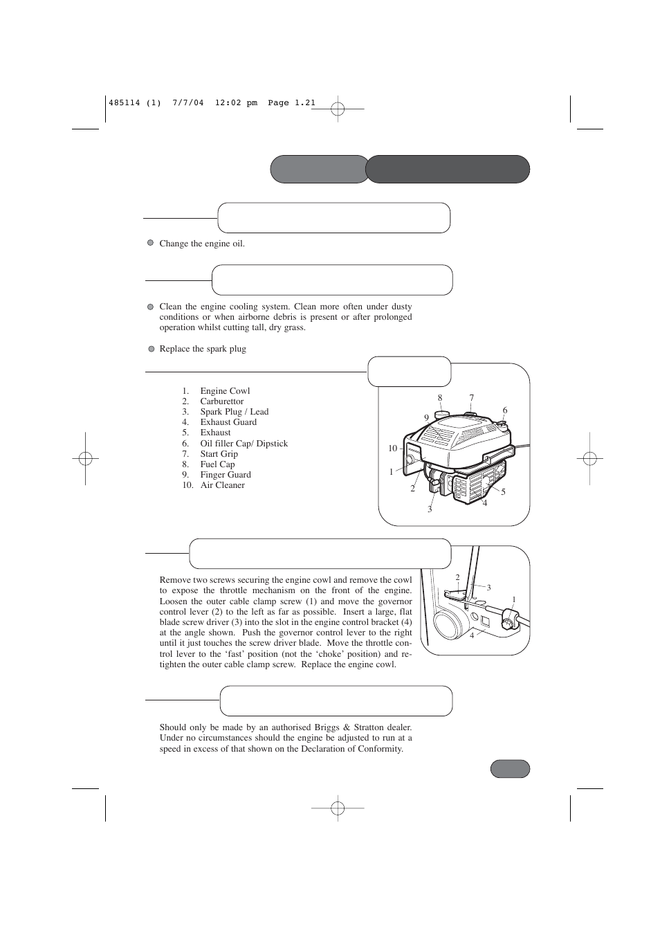 Mower | Hayter Mowers harrier 48 485A User Manual | Page 21 / 36