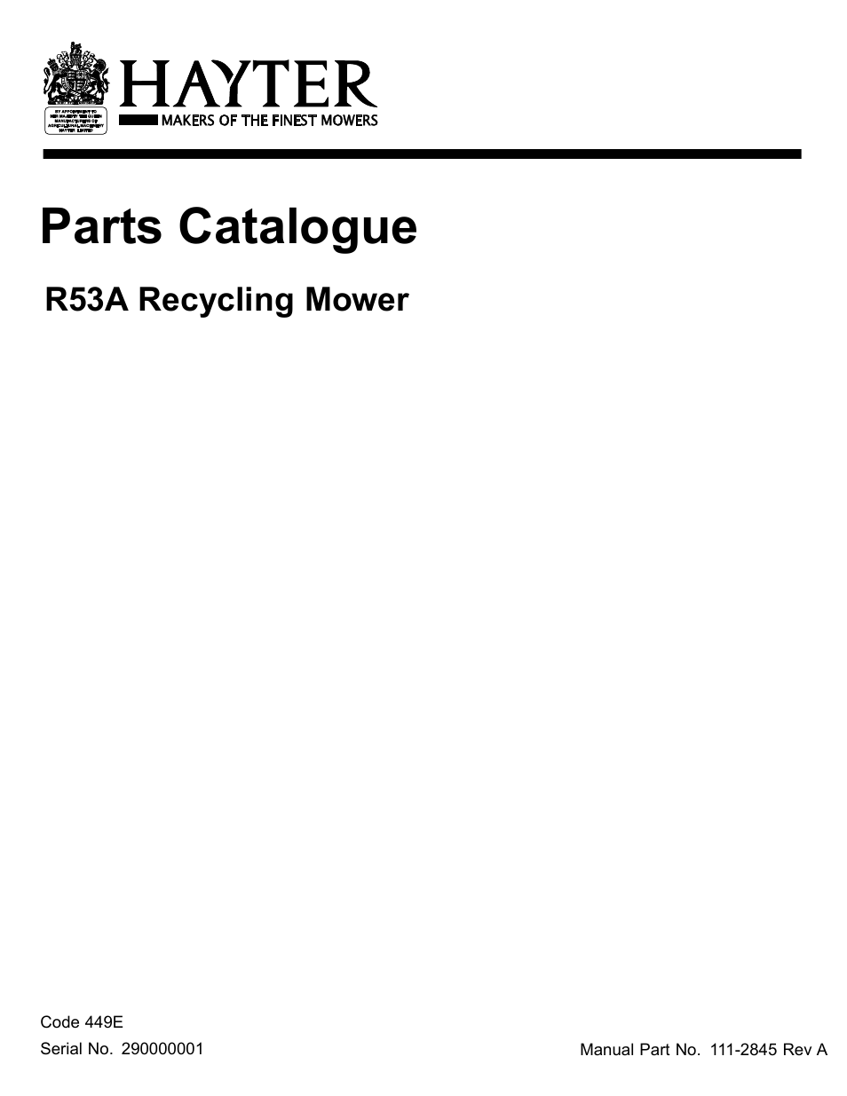 Hayter Mowers R53A User Manual | 12 pages