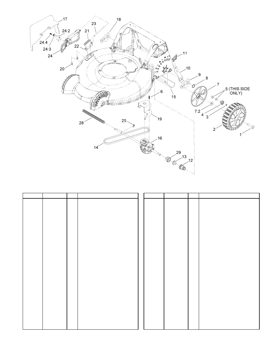 Side discharge chute assembly, Rear wheel, transmission and | Hayter Mowers R53A User Manual | Page 4 / 12