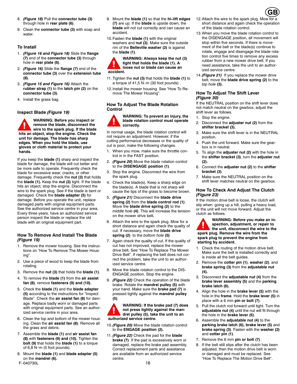 Hayter Mowers Heritige Tractor CODE131B User Manual | Page 16 / 40