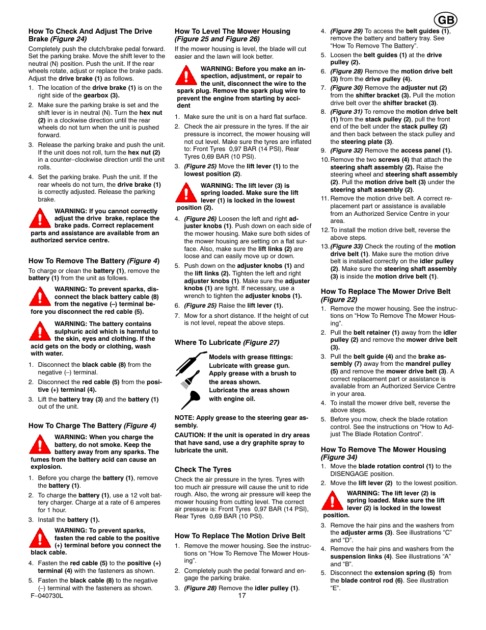 Hayter Mowers Heritige Tractor CODE131B User Manual | Page 17 / 40