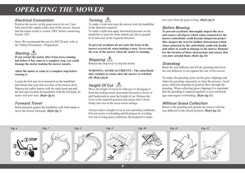 Operating the mower | Hayter Mowers Spirit 41 Electric 615E User Manual | Page 8 / 16