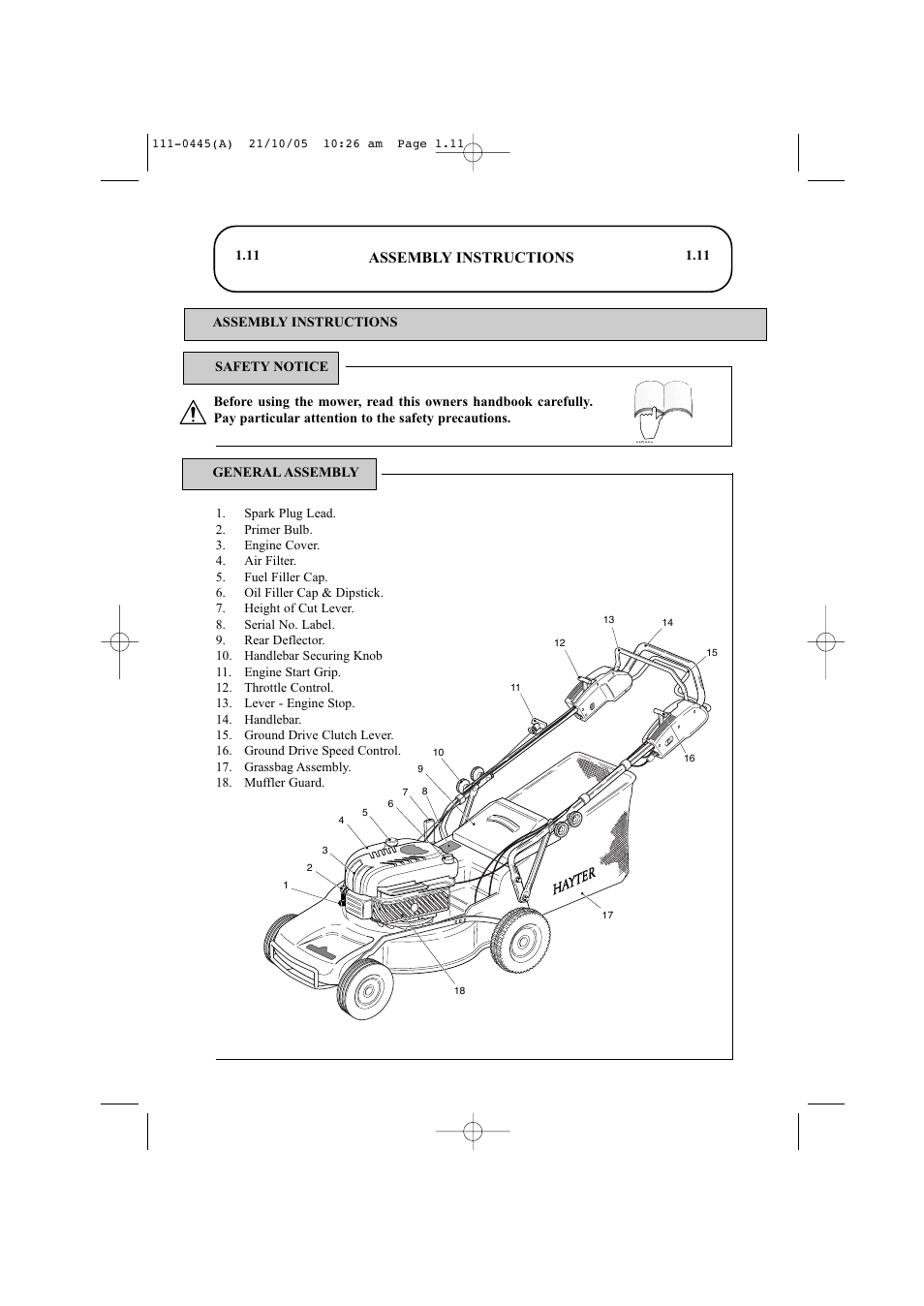 Assembly instructions | Hayter Mowers Ranger 53 Pro 396D User Manual | Page 13 / 44