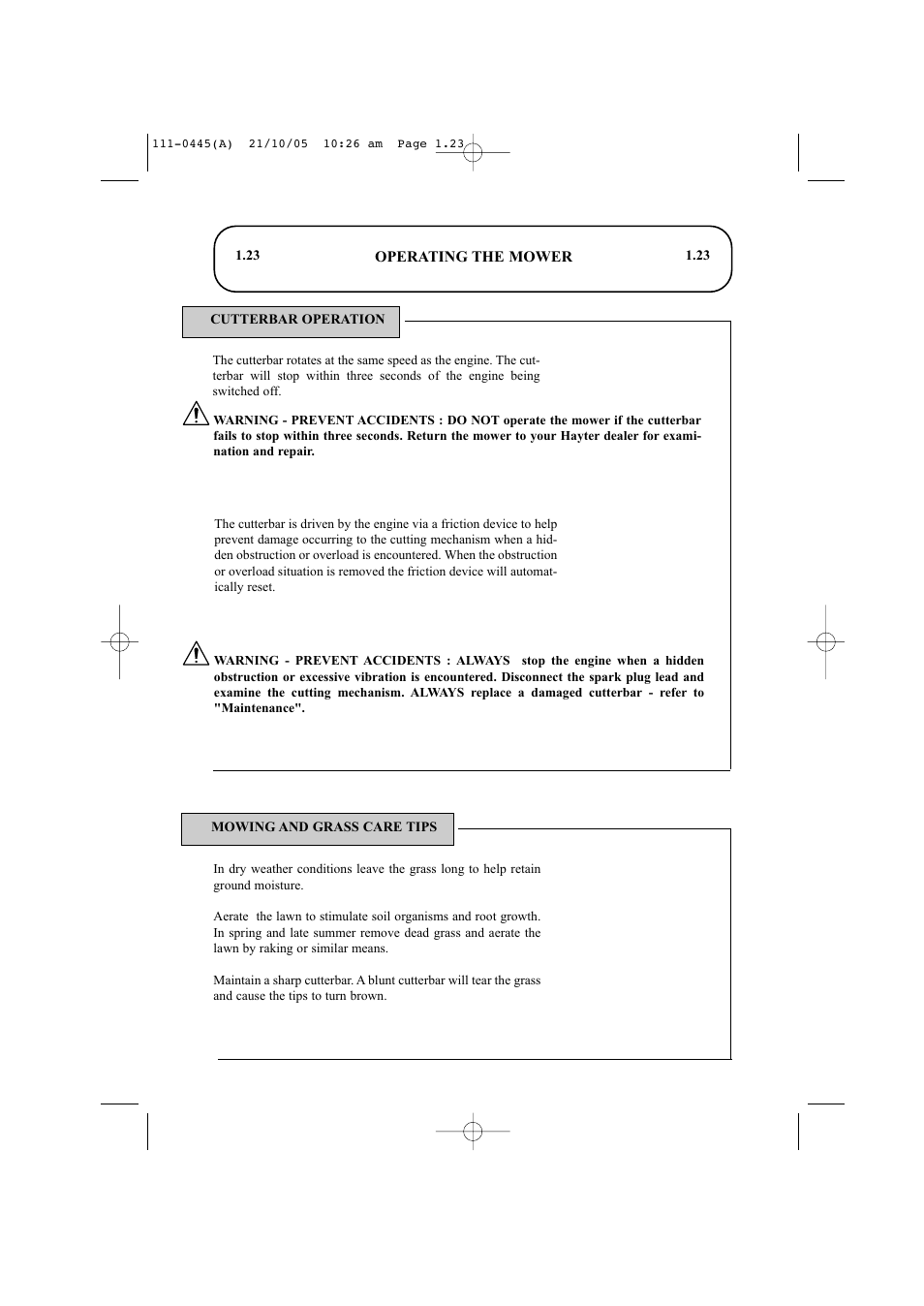 Hayter Mowers Ranger 53 Pro 396D User Manual | Page 25 / 44