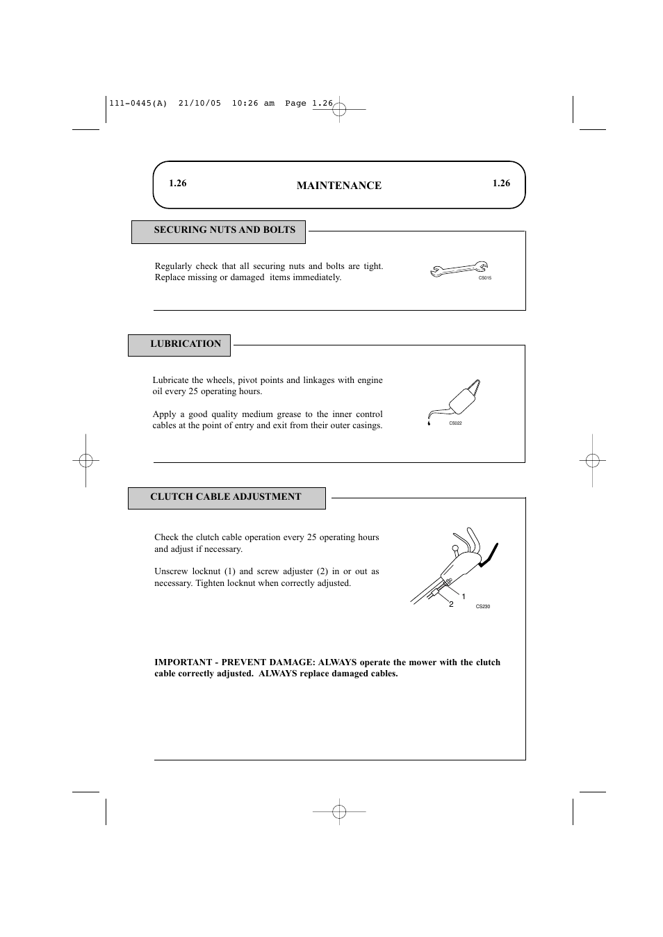 Maintenance | Hayter Mowers Ranger 53 Pro 396D User Manual | Page 28 / 44