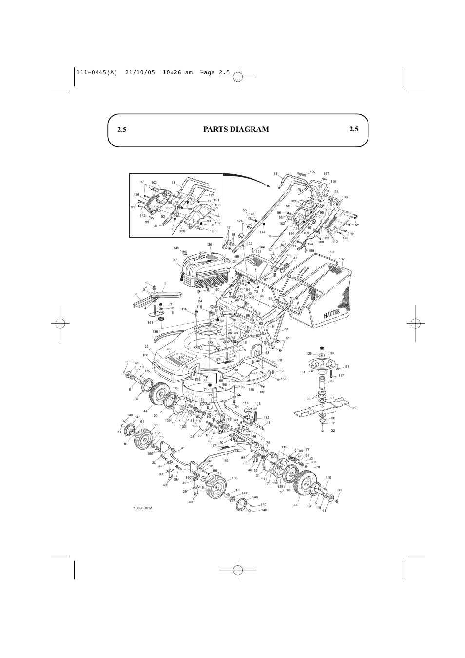 Parts diagram | Hayter Mowers Ranger 53 Pro 396D User Manual | Page 41 / 44