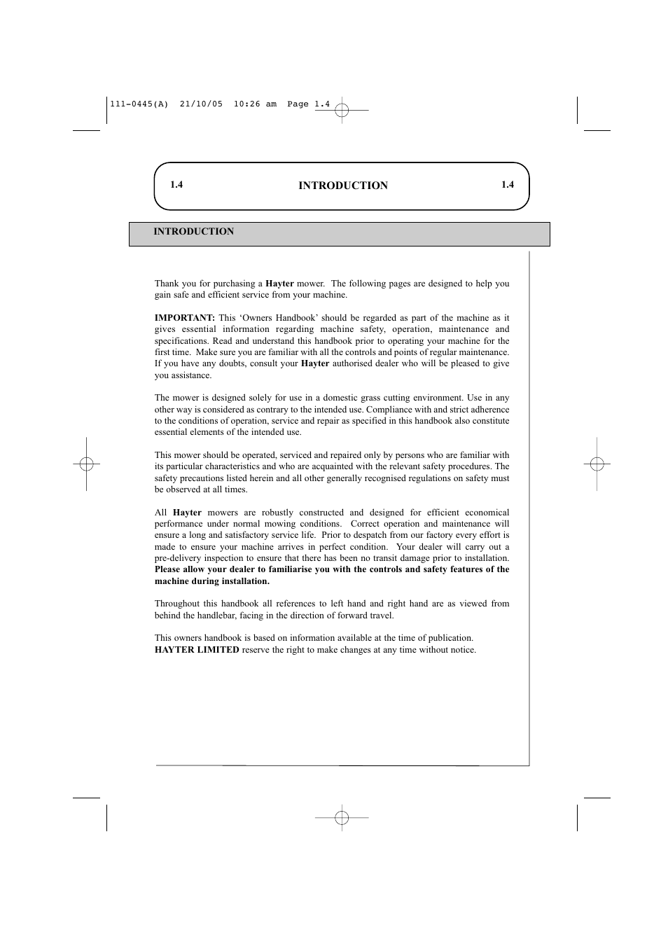 Hayter Mowers Ranger 53 Pro 396D User Manual | Page 6 / 44
