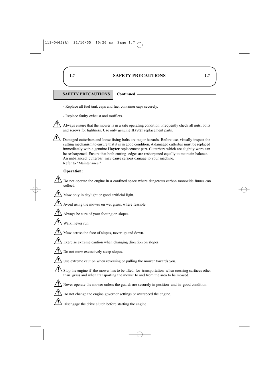 Hayter Mowers Ranger 53 Pro 396D User Manual | Page 9 / 44