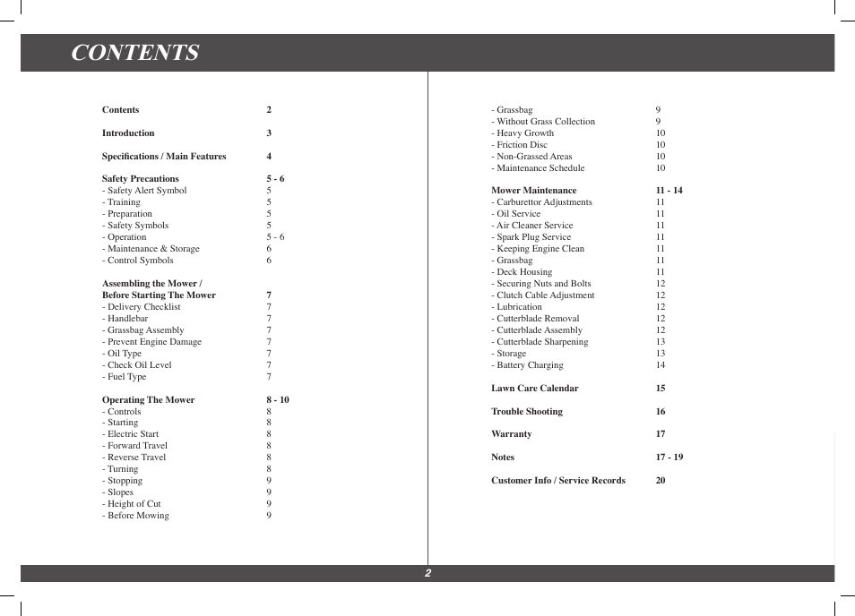 Hayter Mowers Harrier 41 4113G User Manual | Page 2 / 20