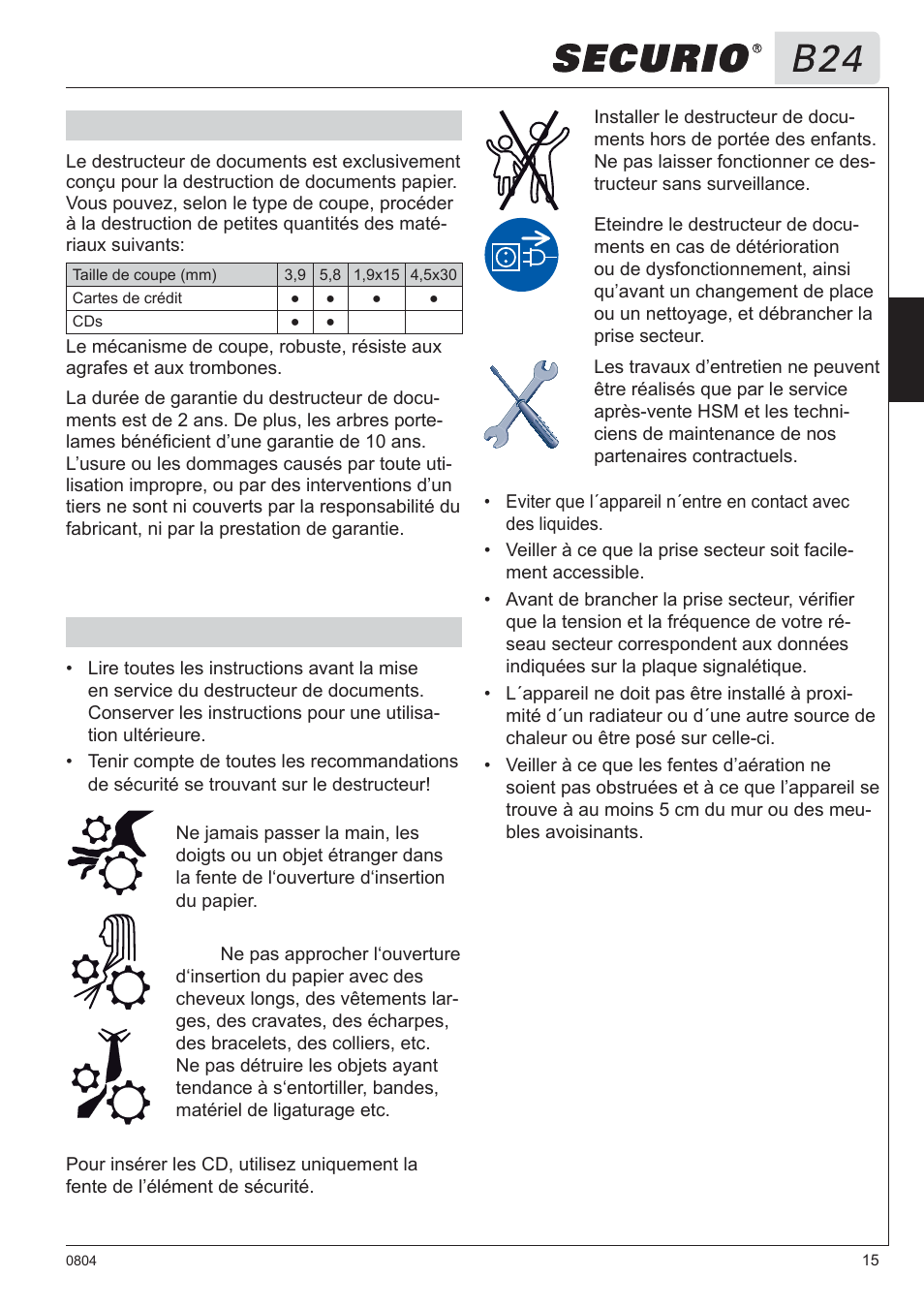 HSM Securio B24 User Manual | Page 15 / 67