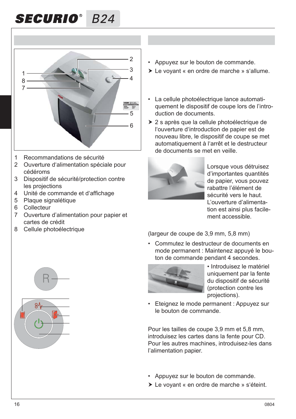 3 vue générale | HSM Securio B24 User Manual | Page 16 / 67