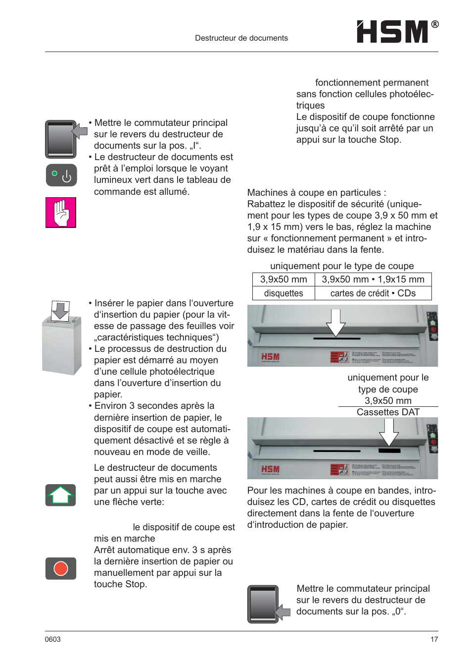 Mise en service | HSM 411.2 User Manual | Page 17 / 63