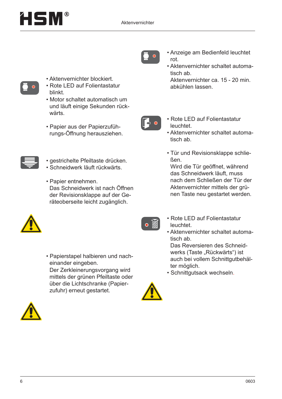 Störungsbeseitigung | HSM 411.2 User Manual | Page 6 / 63