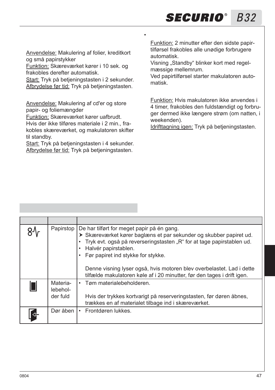 5 udbedring af fejl | HSM Securio B32 User Manual | Page 47 / 67
