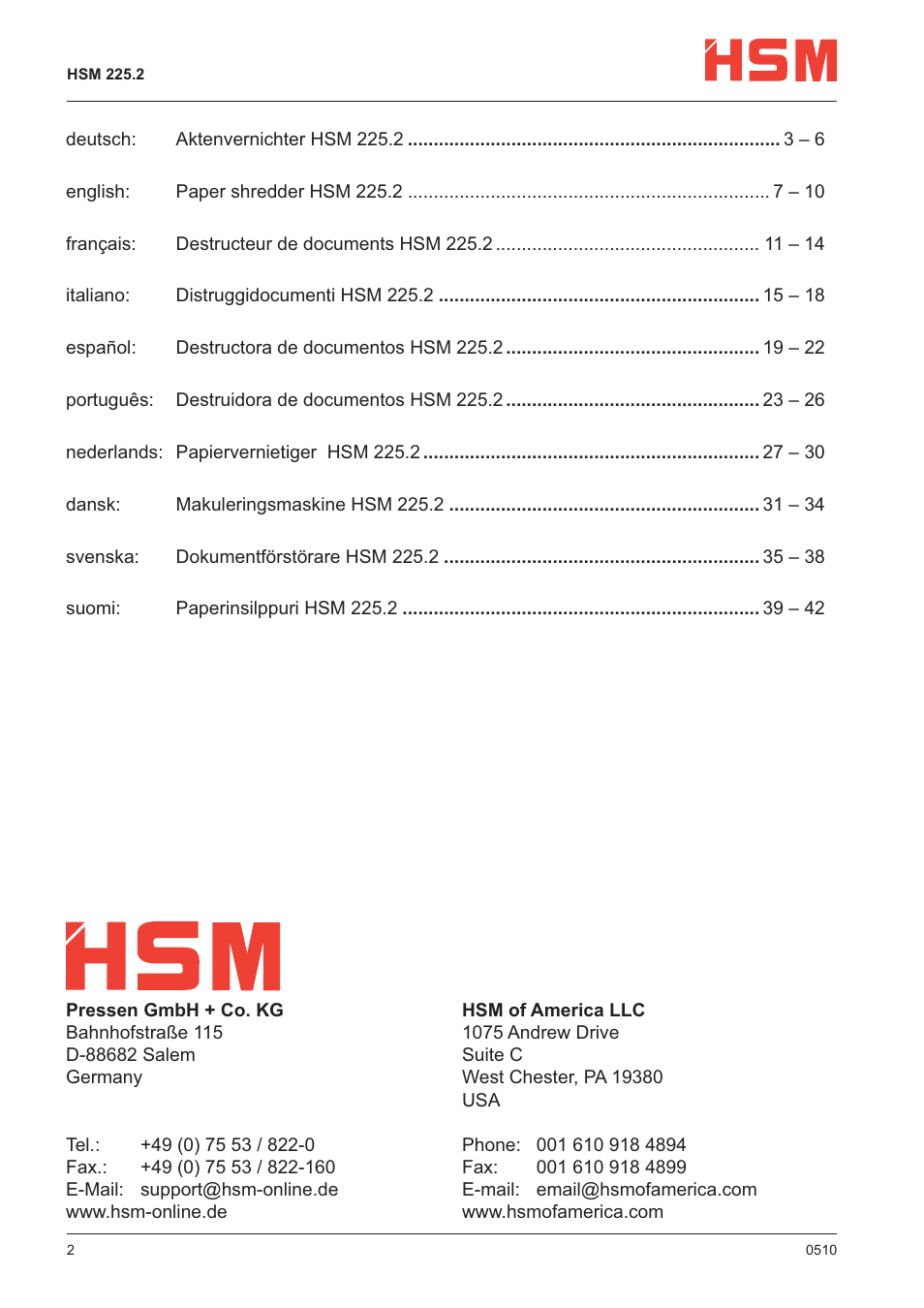 HSM 225.2 User Manual | Page 2 / 6