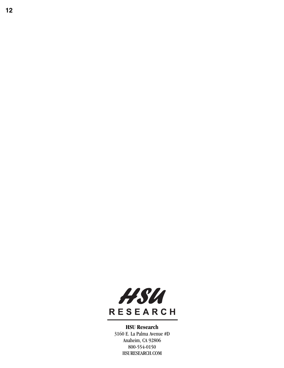 Hsu Research VTF-2 User Manual | Page 12 / 12