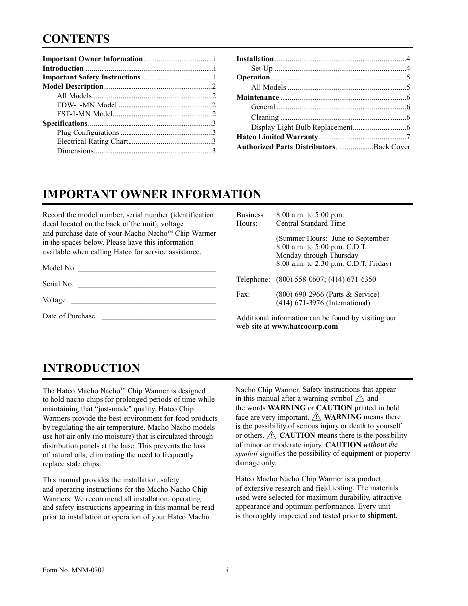 Hatco FST-1-MN User Manual | Page 2 / 12