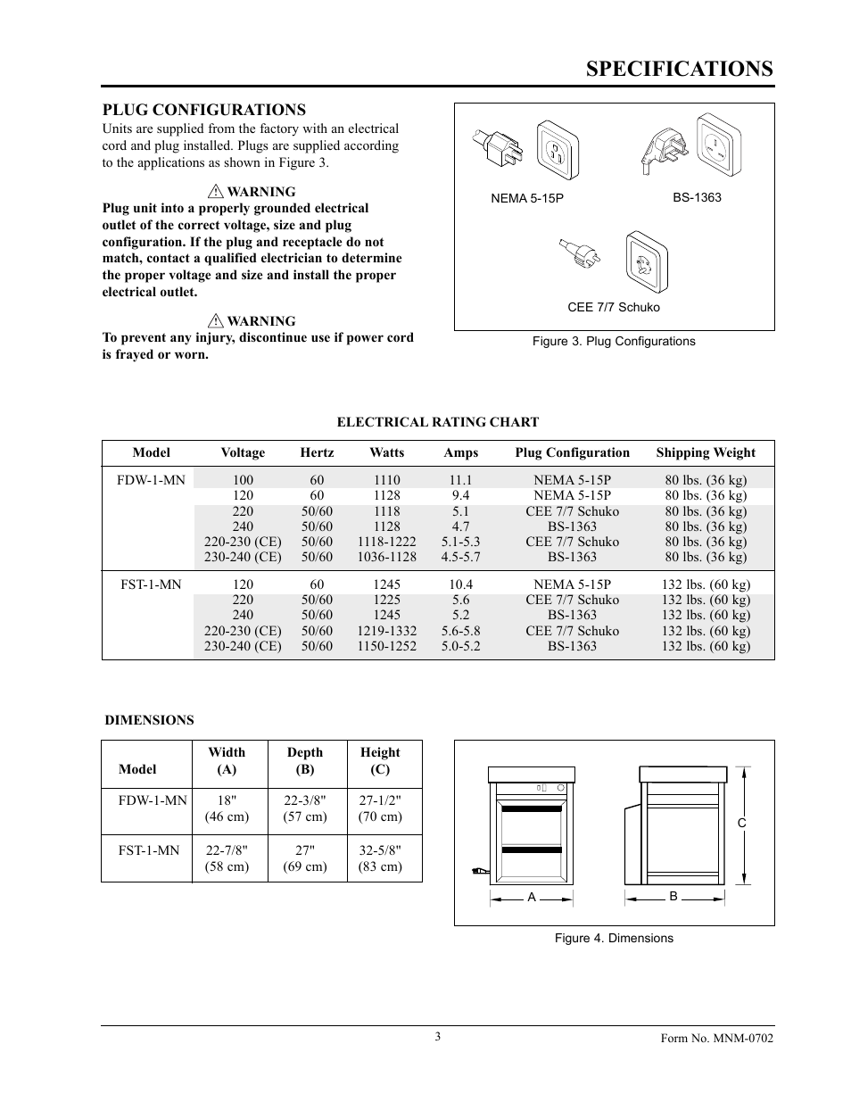 Specifications | Hatco FST-1-MN User Manual | Page 5 / 12