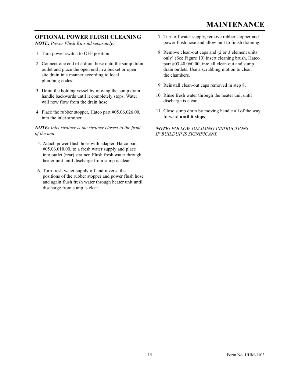 Maintenance | Hatco Sanitizing Sink Heaters Food Rethermalizers/Bain-Marie Heaters Hatco 3CS2 User Manual | Page 15 / 20