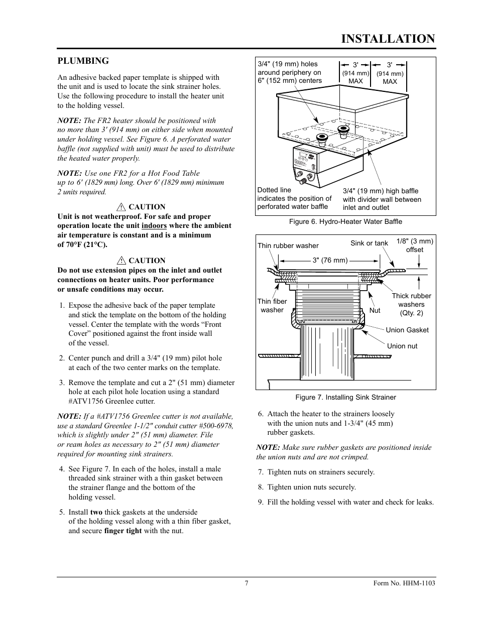 Installation | Hatco Sanitizing Sink Heaters Food Rethermalizers/Bain-Marie Heaters Hatco 3CS2 User Manual | Page 9 / 20