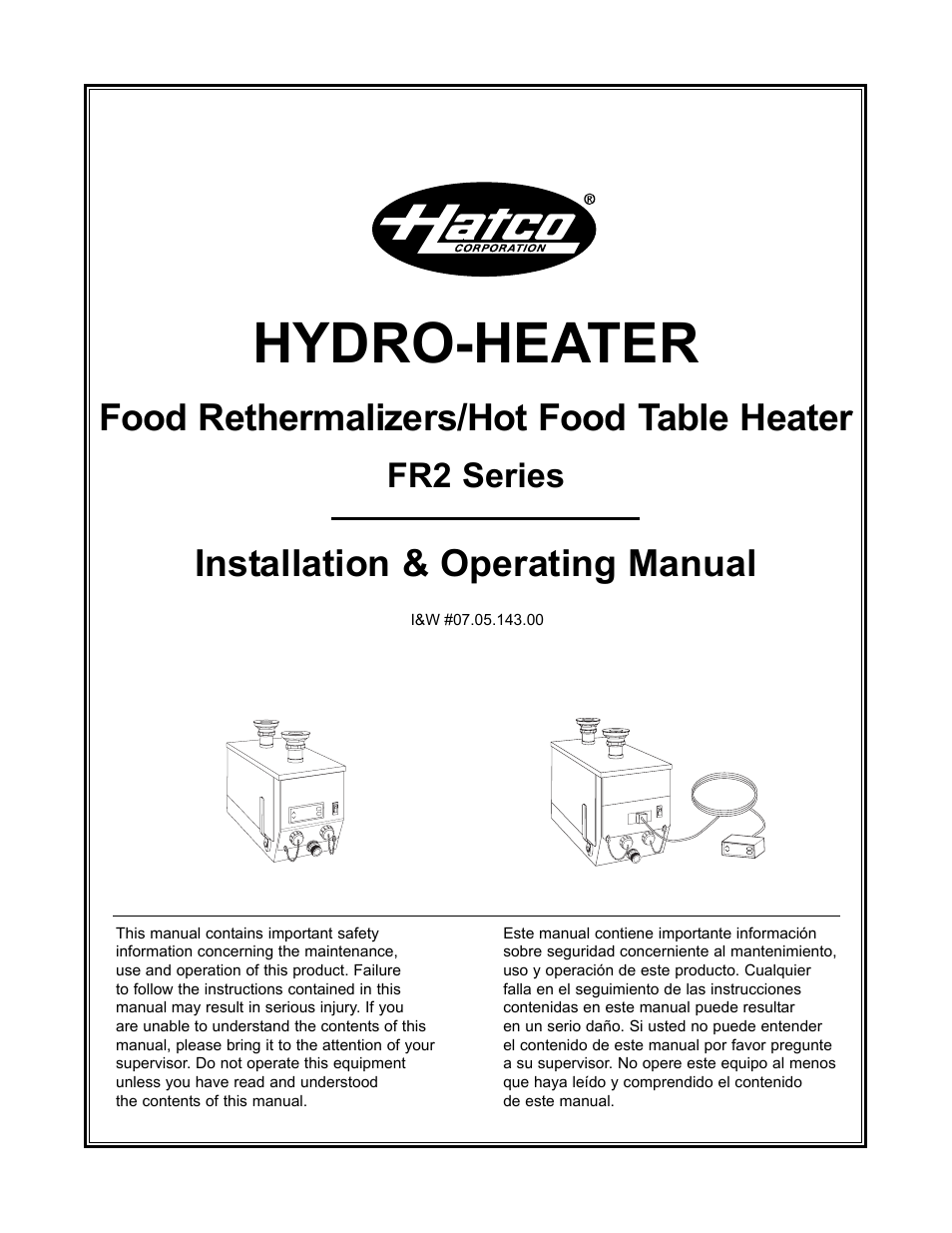 Hatco FR2 Series User Manual | 16 pages