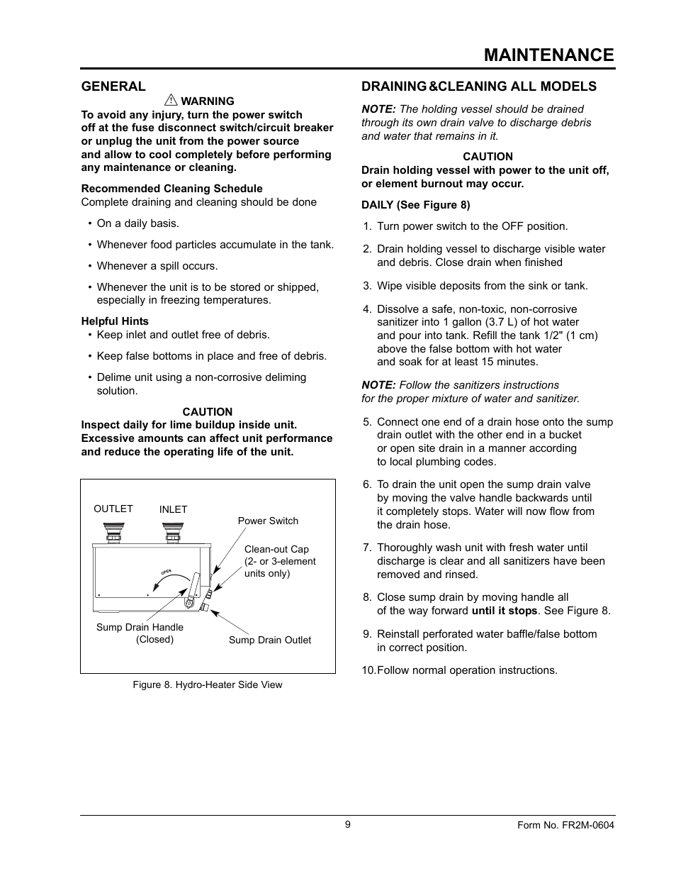 Maintenance | Hatco FR2 Series User Manual | Page 11 / 16