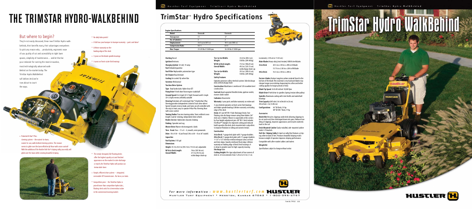 Hustler Turf Kawasaki Trimstar Hydro Walkbehind User Manual | 2 pages