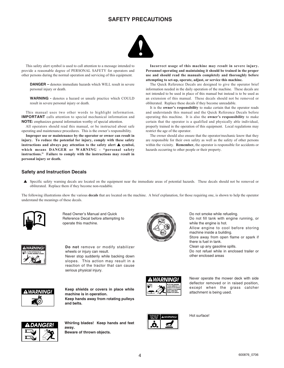 Safety precautions | Hustler Turf Super Mini Z 52 User Manual | Page 5 / 37