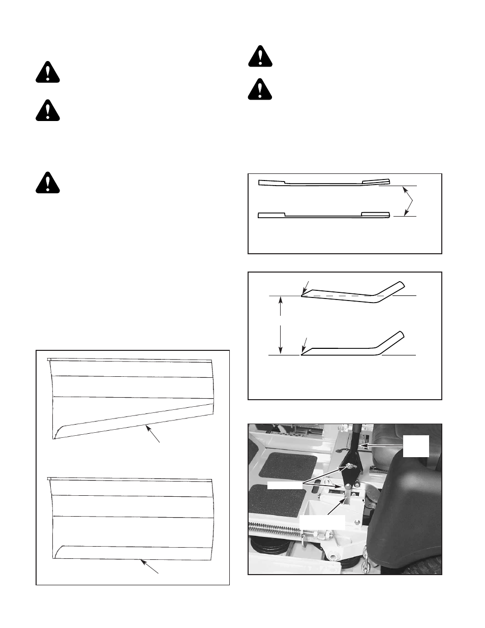 Control lever adjustment, Mower blade removal | Hustler Turf ATZ User Manual | Page 25 / 37